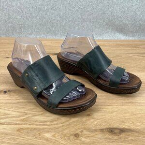 Born Concepts Womens Daylin Wedge Slide Sandal Shoe Size 9 Blue Leather Low Heel